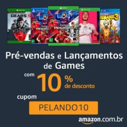 10% OFF em Pré-vendas e Lançamentos de Games