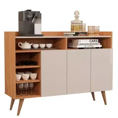 [R$221,33 AME SC] Buffet Aparador 3 Portas Nichos Retro Celta Nature/Off White - Germai