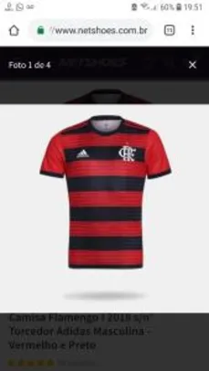 Camisa Flamengo I 2018 s/n° Torcedor Adidas Masculina - Vermelho e Preto - R$160