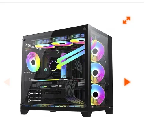 Gabinete Gamer SuperFrame Cube, Mid Tower, Vidro Temperado, ATX, Black, Sem Fonte, Sem Fan