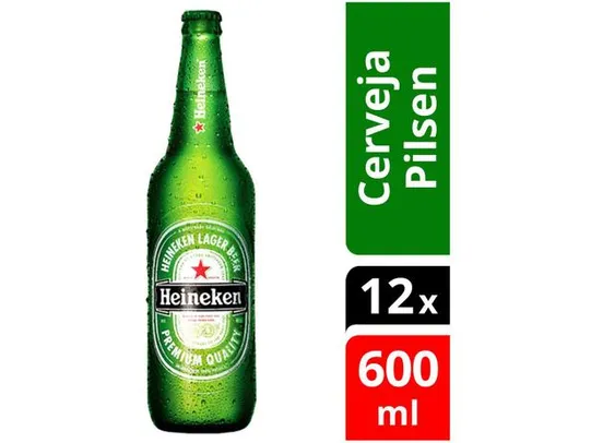 (Cliente ouro) Cerveja Heineken Puro Malte Pilsen - 12 Unidades Garrafa 600ml R$7 Cada