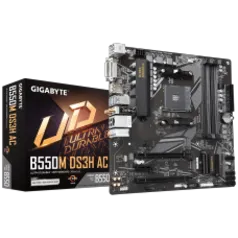 Placa Mãe Gigabyte B550M DS3H AC, Wi-Fi, Chipset B550, AMD AM4, mATX, DDR4