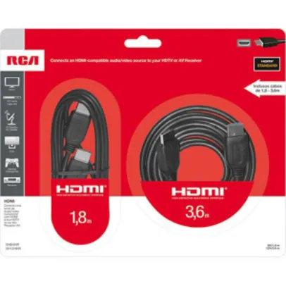 [Sou Barato] Combo de Cabos HDMI x HDMI - RCA - R$ 19,99