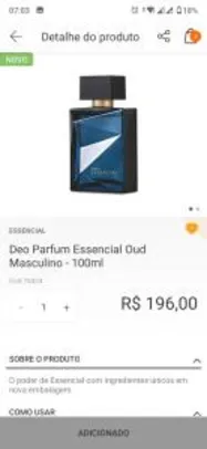 Deo Parfum Essencial Oud Masculino - 100ml | R$147