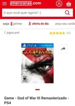 Game - God of War III Remasterizado - PS4 por R$ 30