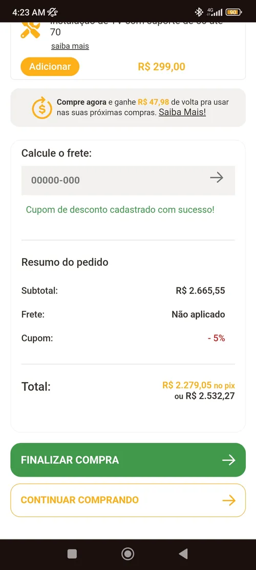 Imagem na descrição da promoção