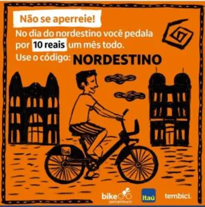 (Novos Usuários) Um mês por R$10 (Tembici/Bike Itaú)
