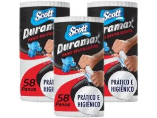 Pano de Limpeza Scott Duramax Reutilizável - 3 Pacotes com 58 Unidades Cada (Frete grátis App)| R$ 23