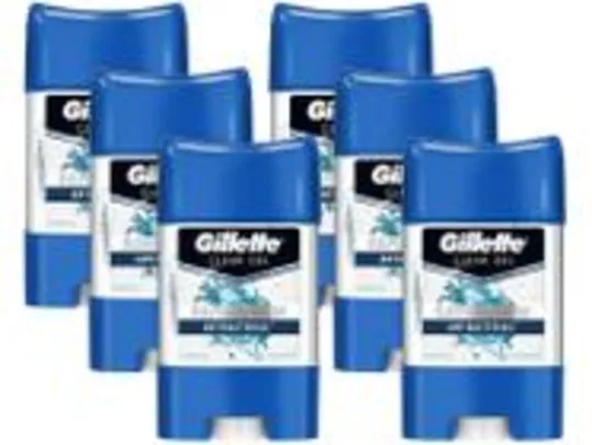 [R$16,20 a Unidade]  Kit 6 Desodorante Gillette Antibacterial Roll On Gel