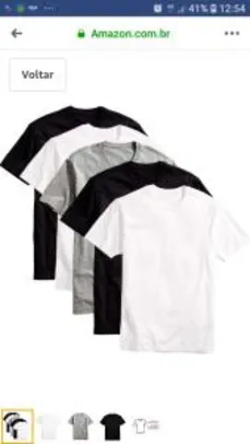 Kit com 5 Camisetas Básicas Masculina Algodão T-Shirt Tee