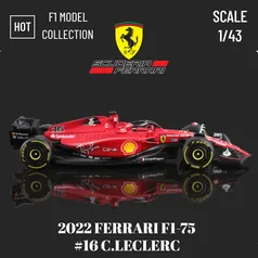 Miniatura de carro ferrari F1-75 escala 1:43