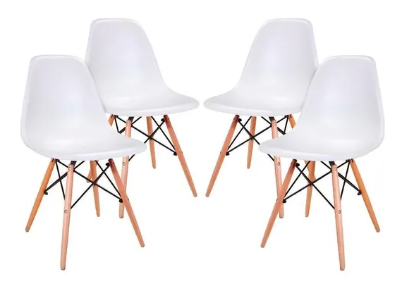 Conjunto 4 Cadeiras Eames Eiffel Brancas | R$399