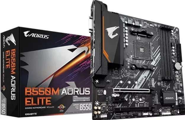 Placa-Mãe B550M Aorus Elite, AMD AM4, Micro ATX, DDR4 | R$643