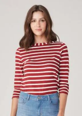 Blusa Listrada Manga 3/4 - Vermelho - P | R$30