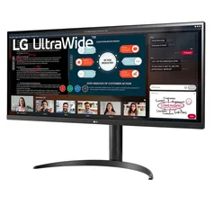 Monitor LG 34' IPS, Ultra Wide, Full HD, HDMI, HDR 10, 95% sRGB, FreeSync, Ajuste de Altura, Preto - 34WP550