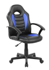 Cadeira Gamer Kids em Couro PU Preta com Azul Pelegrin PEL-9353 por R$ 199