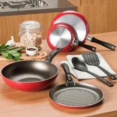 Conjunto Frigideiras La Rouge 4 Peças + 2 Utensílios - La Cuisine by Tramontina - R$81