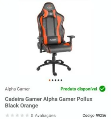 Cadeira Gamer Alpha Gamer Pollux Black Orange - R$512