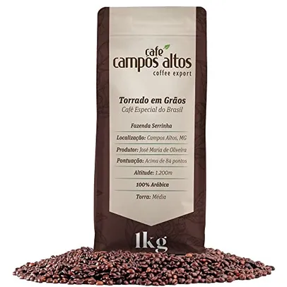 Café Especial em Grãos, 1Kg, Café Campos Altos, Torra Fresca, 100% Arábica, Direto da Fazenda