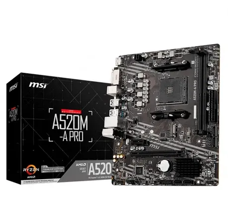 Placa Mãe MSI A520M-A PRO, AMD AM4, mATX, DDR4