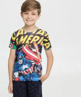 Camiseta Infantil Estampa Capitão América Marvel