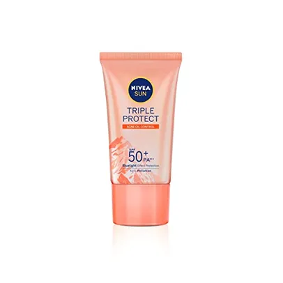 (prime)NIVEA SUN Protetor Solar Facial Tripla Proteção Loção Antiacne FPS 50 40ml 