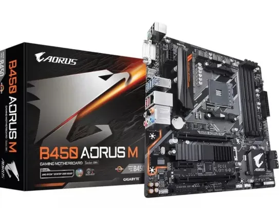 (App + 10x s/juros) Placa-mãe Gigabyte Aorus B450 AMD AM4, mATX, DDR4 