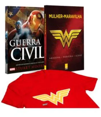 [R$14 Primeira Compra] Livro - Guerra Civil + Mulher Maravilha + Camiseta | R$24