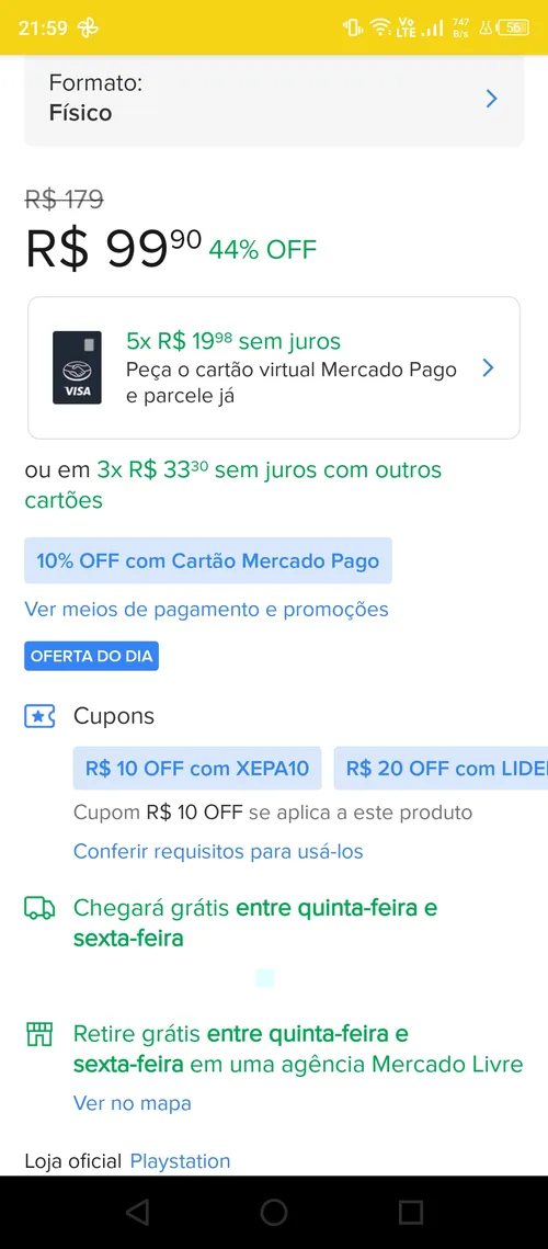 Imagem na descrição da promoção