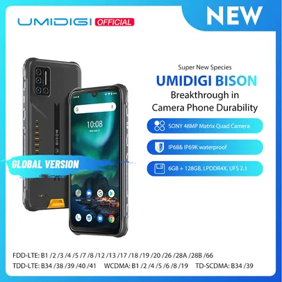 Smartphone Umidigi Bison IP68 6GB+128GB NFC | R$854