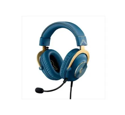 Headset Gamer Logitech G PRO X Blue Voice Edição League of Legends, DTS 7.1, Microfone Removível, USB, Drivers 50mm, Azul - 981-001105