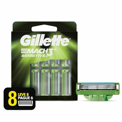 Carga Para Aparelho De Barbear Gillette Mach3 Sensitive | 8 unid | R$49