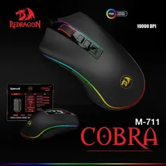 [1ª Compra R$ 97] Mouse Gamer Redragon Cobra M711 RGB 10000DPI 7 Botões Pixart PMW3325 - Preto