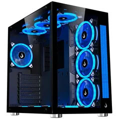 Gabinete Gamer Rise Mode Galaxy Glass Sound, Mid Tower, RGB, LED, Lateral e Frontal em Vidro Temperado, Sem Fans, Preto - RM-GA-GGS-FB