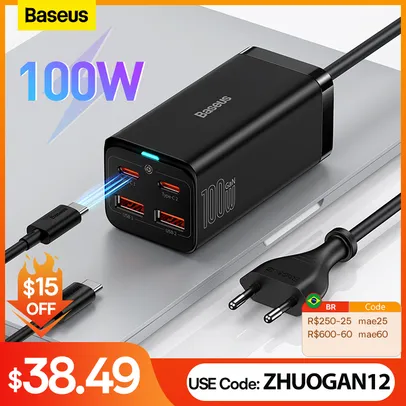 Carregador Baseus 100W Tipo C / Tipo A + Cabo 100W