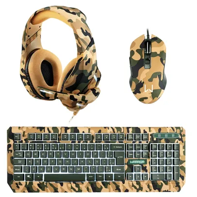 Combo Gamer - Teclado e Mouse Gamer Army Kyler Warrior e Headset Gamer Straton USB 2,0 Stereo LED Army Warrior - PH305K PH305K