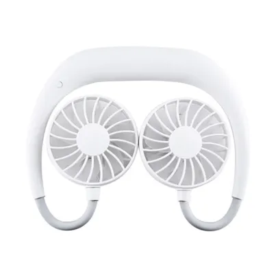 Ventilador Mini Portatil USB Branco Pendurar Pescoço Bateria Lazer Esportes Branco