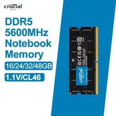 [TAXA INCLUSA] Crucial Memória RAM 16GB DDR5 5600MHz PC5-44800 SODIMM