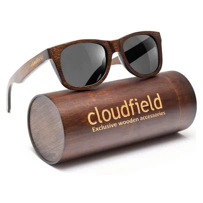 [AME $210] Óculos de sol com armação de madeira Cloudfield com lente de madeira de carvalho
