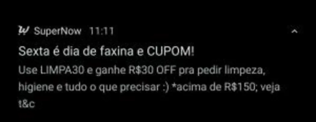 Cupom R$30 OFF Supermercado Now em Higiene e Limpeza