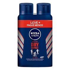 [R$14,91 +POR-] Kit Desodorante Aerossol NIVEA MEN Dry Impact 150ML - 2 Unidades