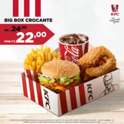 Big box médio Sanduíche Crocante no KFC - R$22