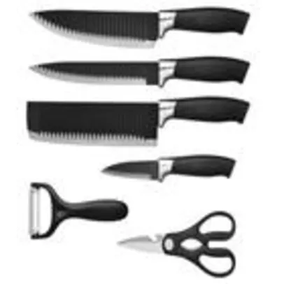 Kit Conjunto Jogo De Facas Antianderente Kit 6 Peças Chef Cozinha Aço Inoxidável Churrasco