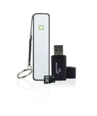 Kit Power Bank + Pendrive + Cartão de Memória Micro SD 8GB Multilaser R$39