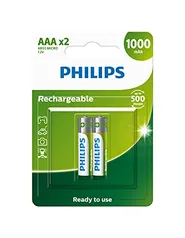 Pilha Philips recarregável AAA 1.2V 1.000mAh com 2 unidades R03B2RTU10/59