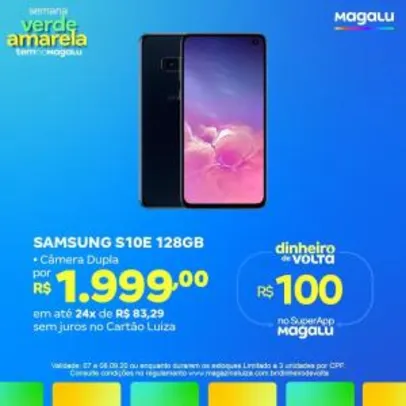 [LOJA FÍSICA - R$1.899 com Cashback no App Magalu] Samsung Galaxy s10e 128gb