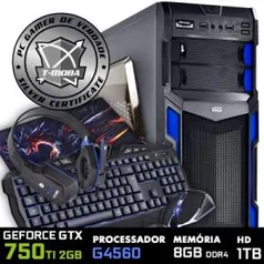 PC Gamer T-MOBA Starter LVL-1 Intel Pentium G4560 / GTX 750 TI 2GB / 8GB DDR4 / HD 1TB / GAB Vinik Typhoon / Combo teclado + Mouse + Headset + Mouse Pad - R$2339