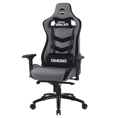 Cadeira Gamer Ninja Smoke, Reclinável, Tecido, 4D, Preto E Cinza