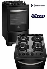 Fogão 4 Bocas Electrolux Preto Automático com Mesa de Vidro e Porta Full Glass | R$1090