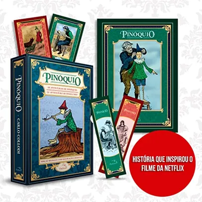 Box bilíngue - Pinóquio, história verdadeira: 2 livros marcador + Pôster + Cards